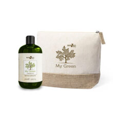 Neceser My Green de Seven Coop con un champú colocado al lado